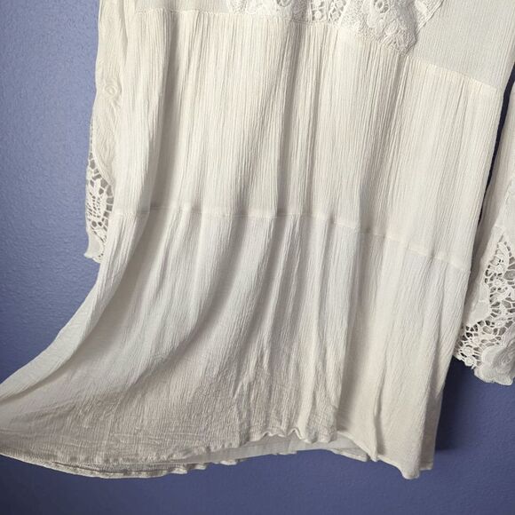 Women's Altar'd State Dress White Long Flutter Sleeve Fit & Flare Lace Medium - Picture 6 of 10